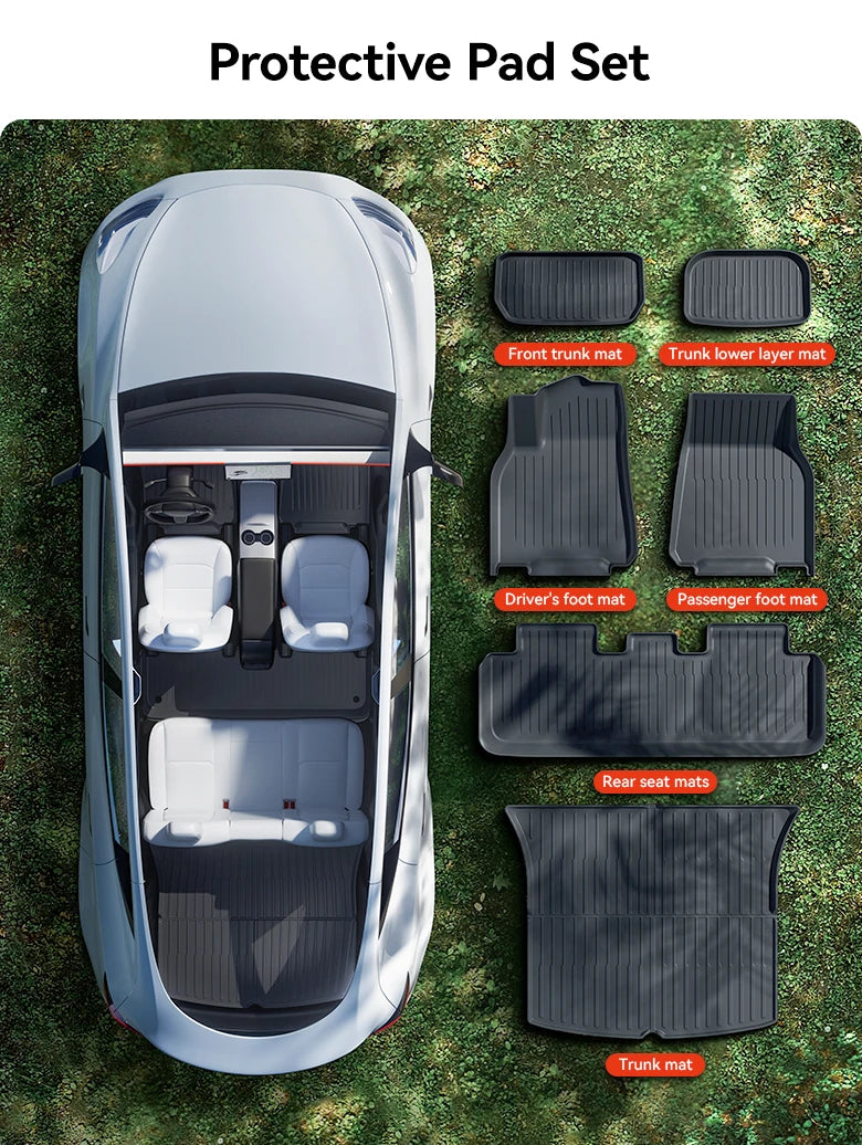 2025 Model Y Floor Mat Set – Waterproof TPE Trunk & Liner Mats
