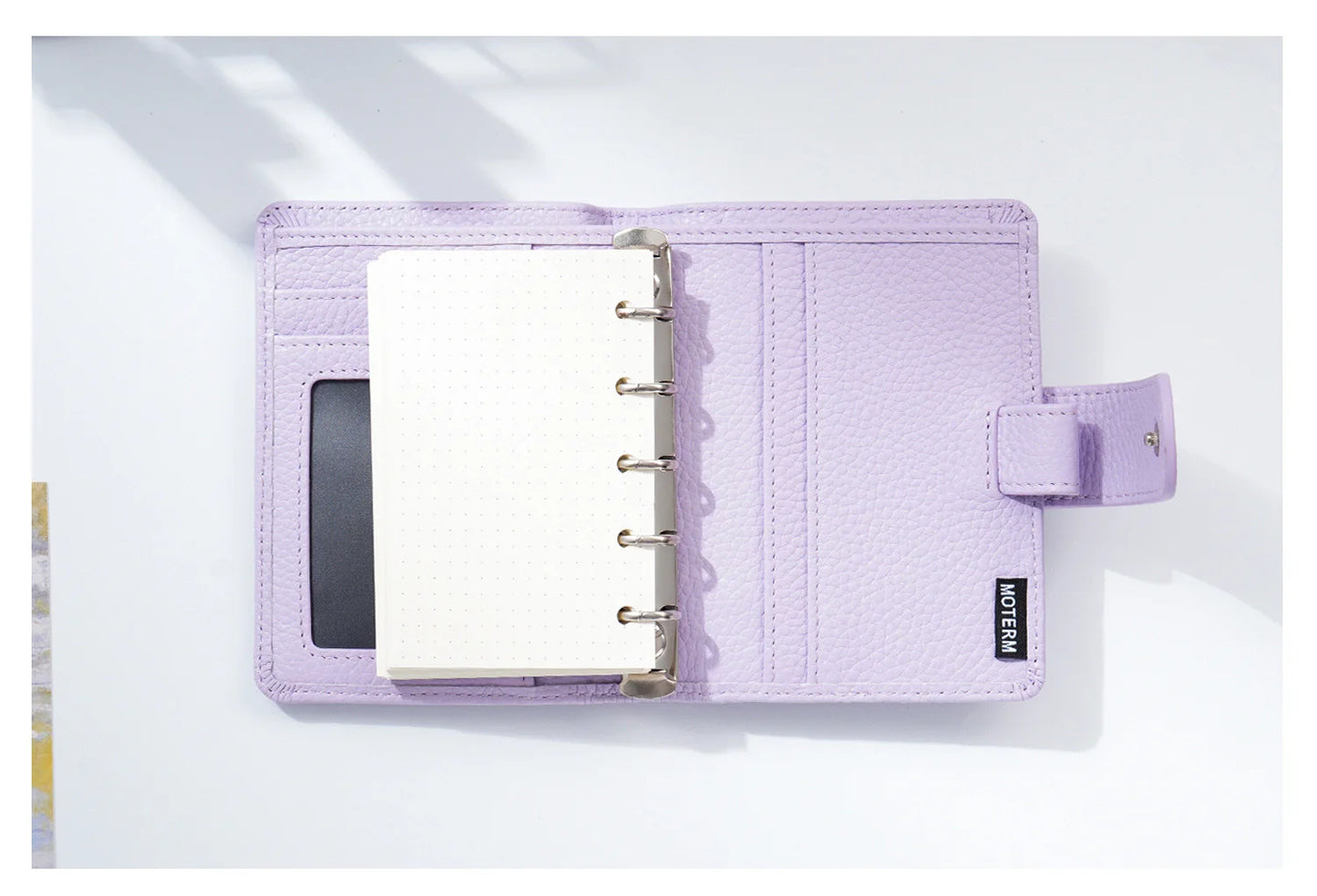 A8 / M5 Mini Rings Planner – Pebbled Grain Cowhide Leather Organizer