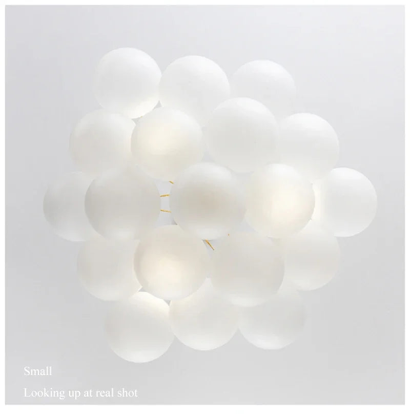 37-Glass Bubble Chandelier – Frosted Milky White Colorful Pendant