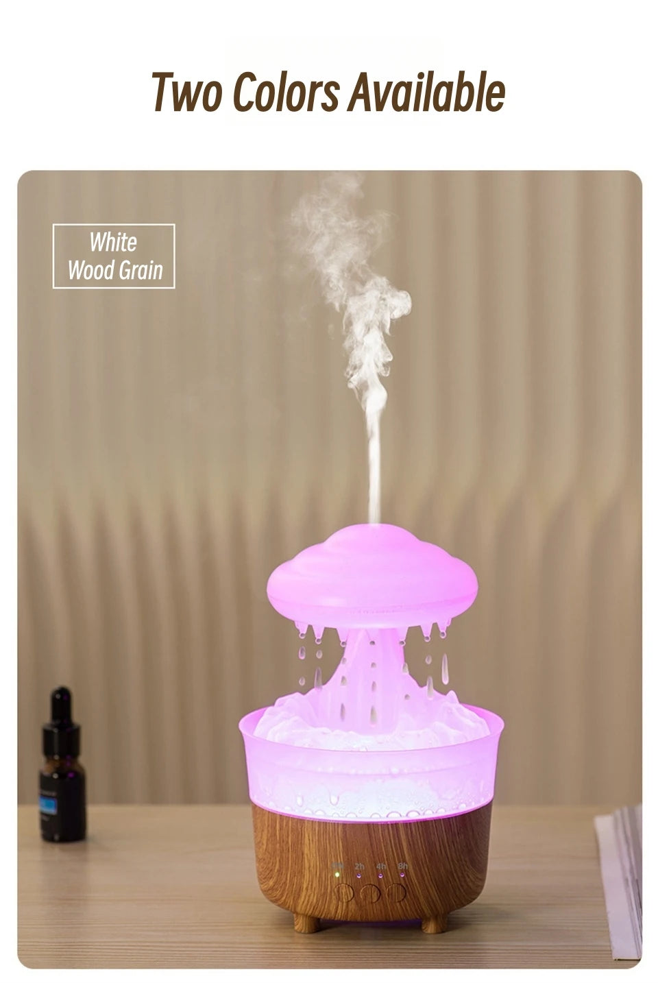 Rain Drip Mushroom Humidifier with 7 Color LED Aroma Diffuser