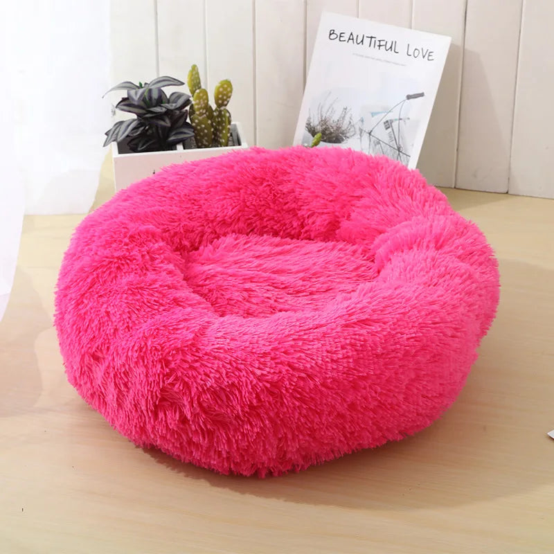 Round Plush Pet Bed – Soft Sleeping Cushion for Cats & Dogs