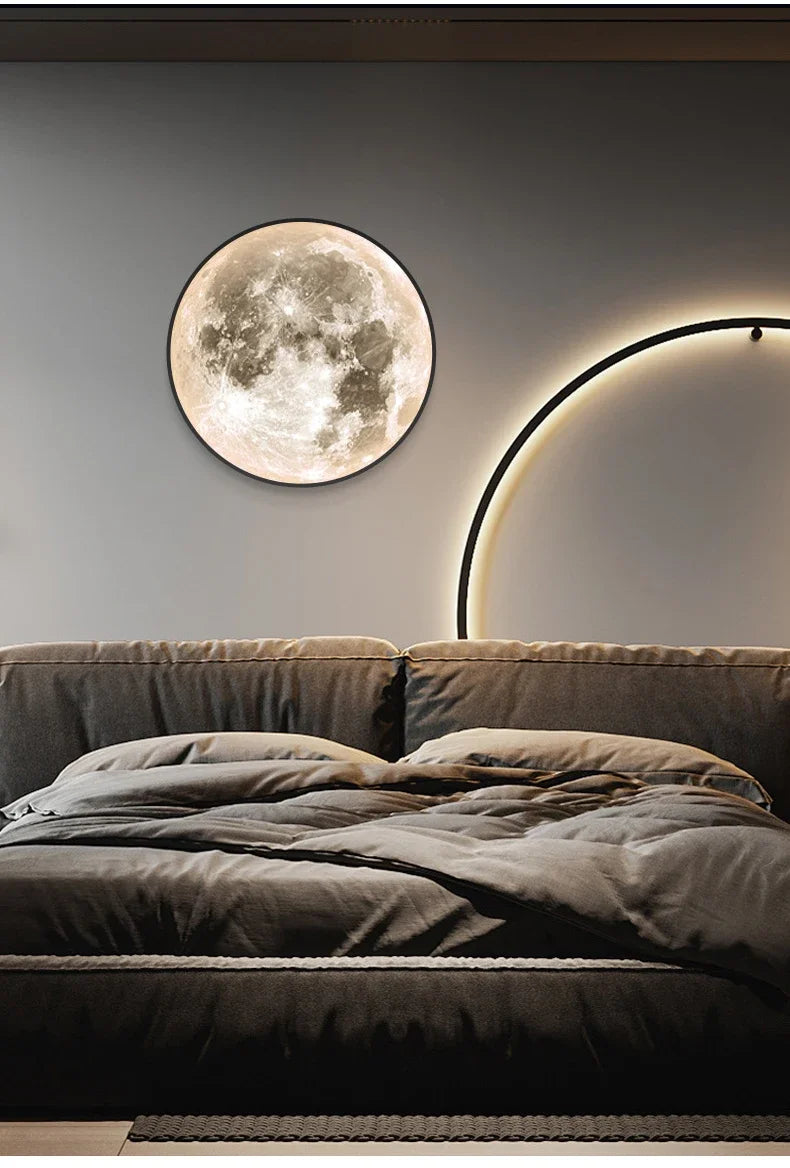 Modern 3D Moon LED Wall Lamp – Bedroom & Living Room Light