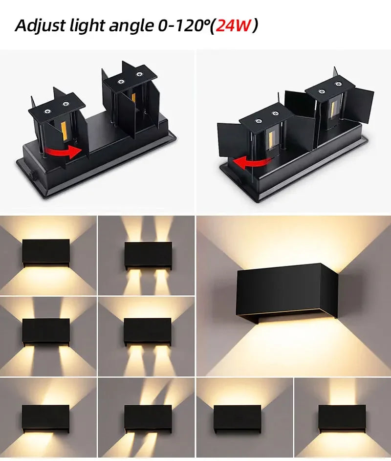 Waterproof Aluminum LED Wall Lamp – 12W/24W Indoor Outdoor Light