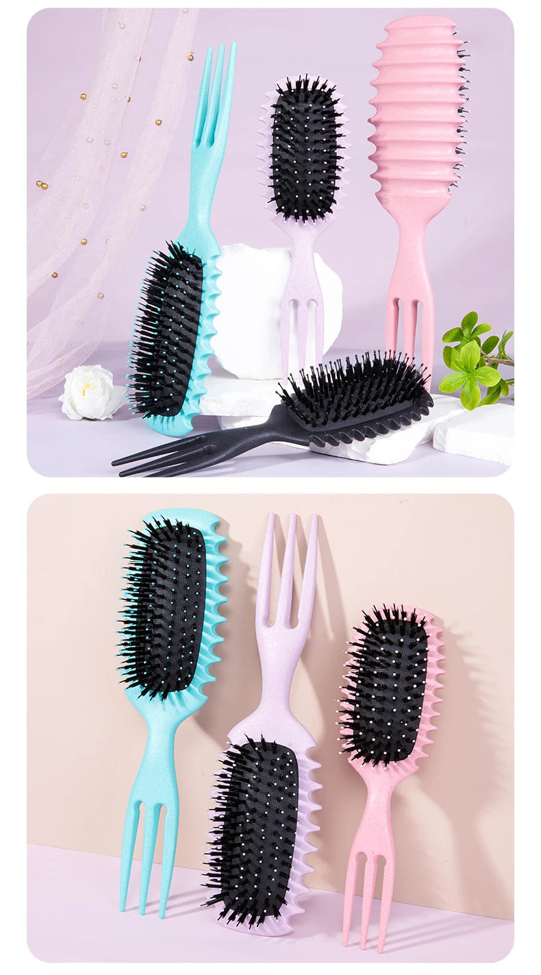 Curly Hair Styling Brush – Nylon Detangling & Volumizing Comb