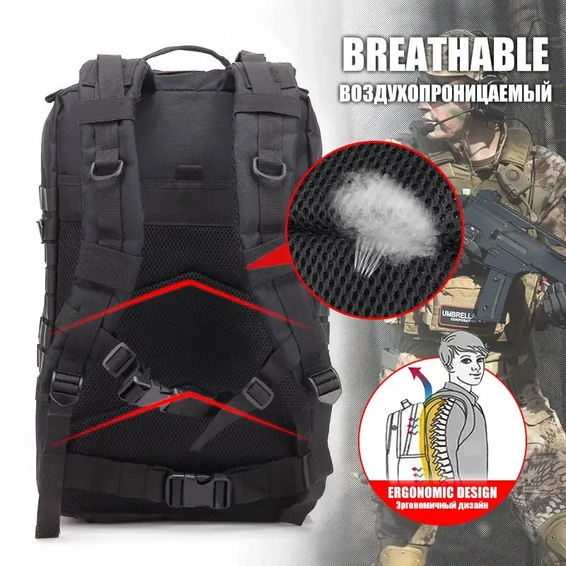 50L Tactical Backpack for Men – Outdoor Travel, Hiking & Hunting Bag