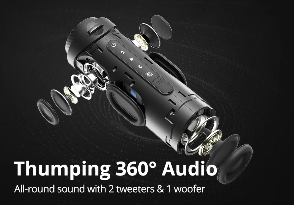 Portable Bluetooth Speaker – 360° Sound, LED Lights, App Control