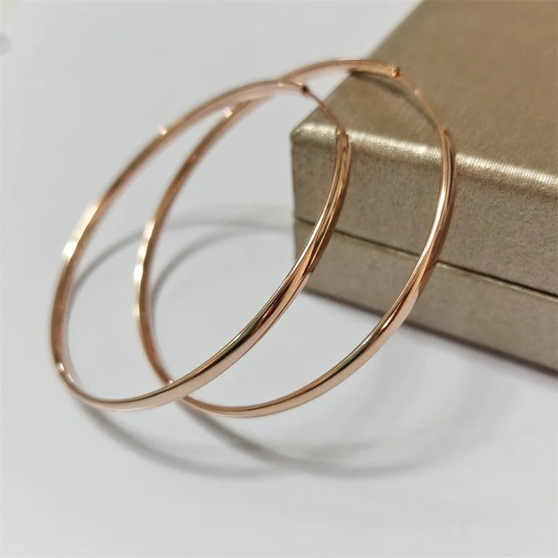 18K Gold Plated Hoop Earrings – 925 Silver, 3–7cm Size Options