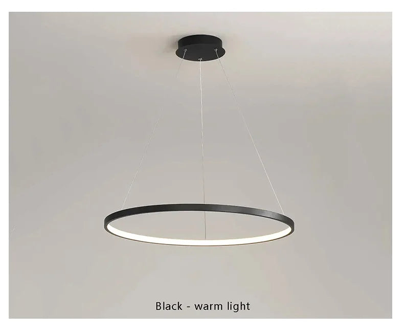 Modern Round LED Pendant Light – Black/White Minimalist Chandelier