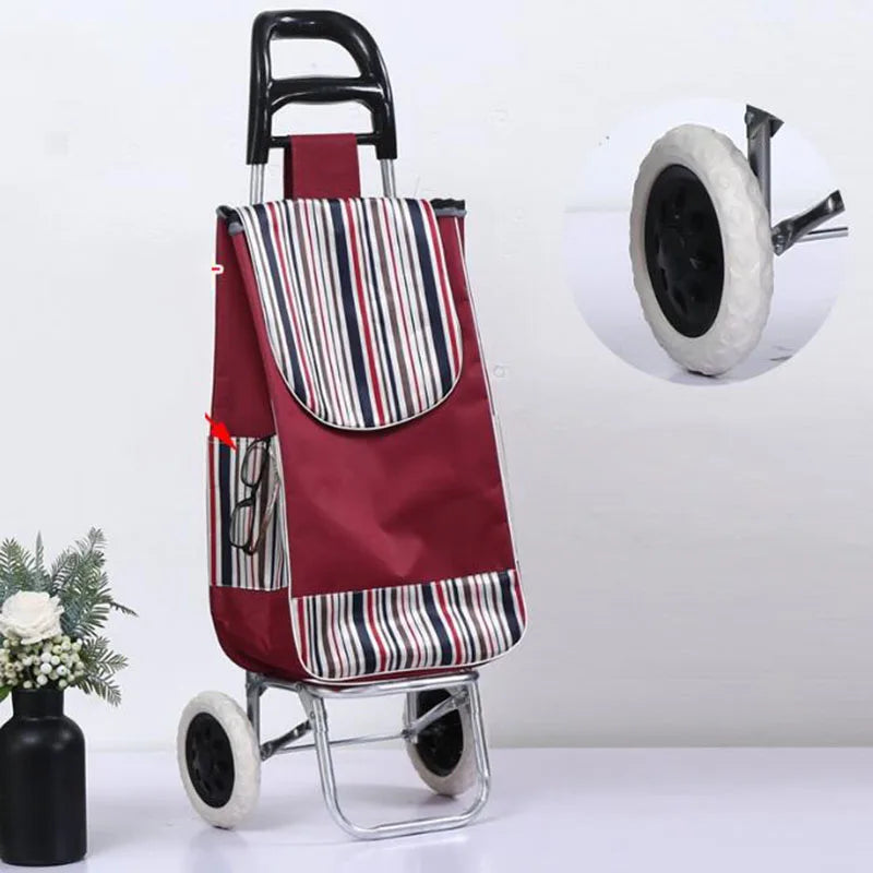 Folding Grocery Cart–Lightweight Aluminum Trolley with Climbing Wheels