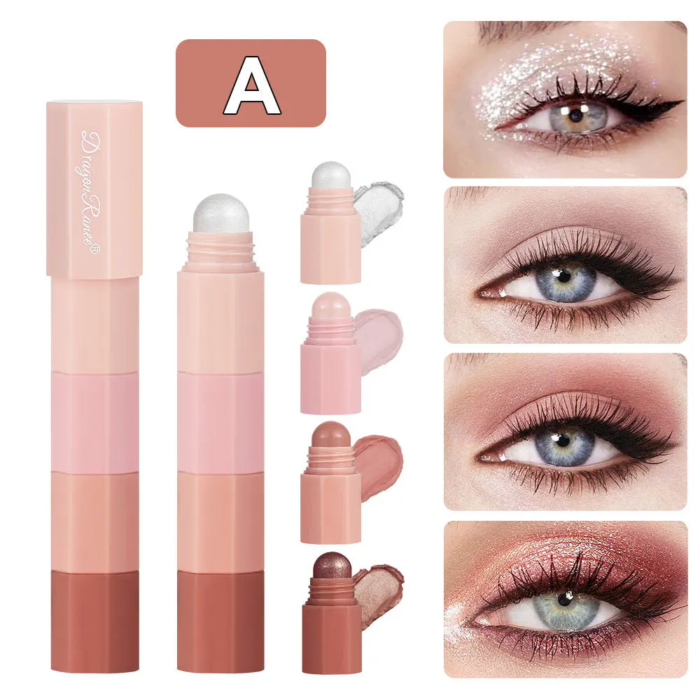 4-Color Lazy Eyeshadow Pencil Set – Waterproof & Shimmer Finish