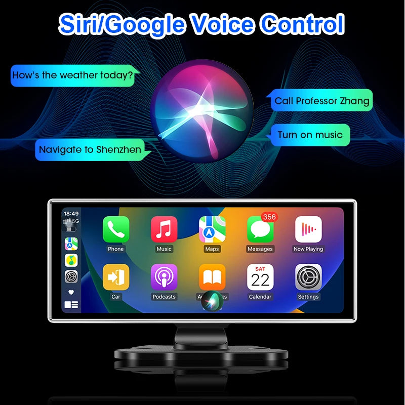 4K Dual Lens Car DVR Dash Cam with CarPlay, Android Auto, GPS, WiFi