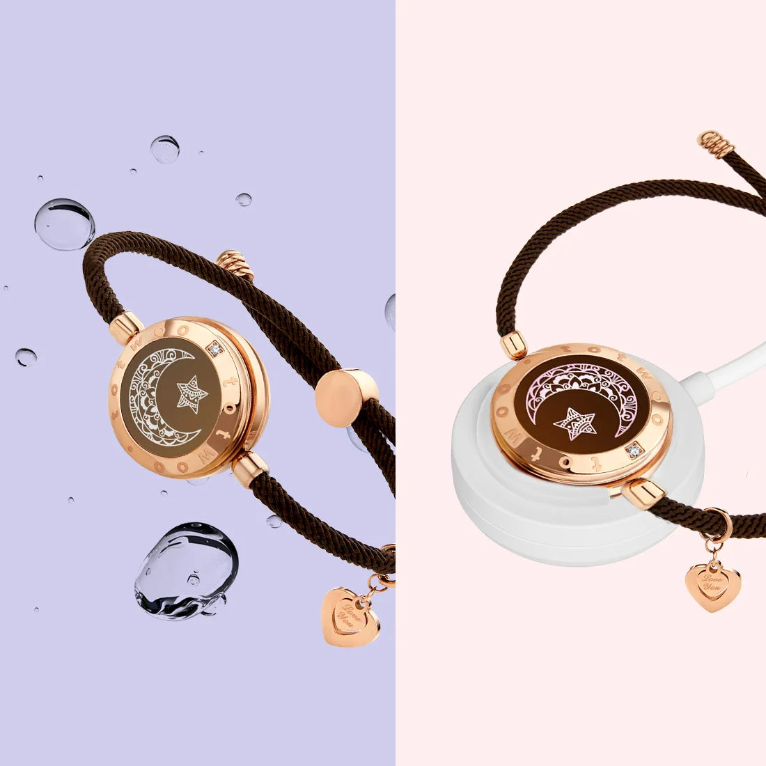 Long Distance Touch Bracelets – Sun & Moon Light-Up Couples Gift