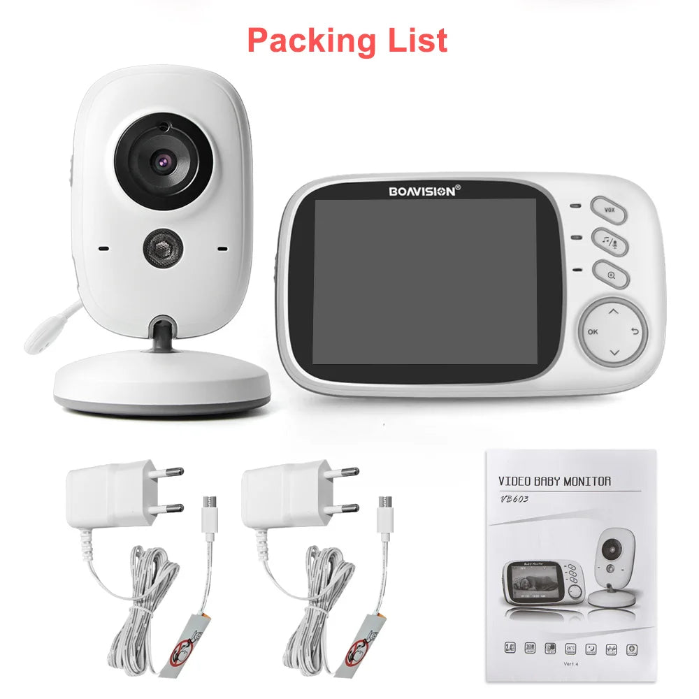 Wireless Video Baby Monitor – 3.2" LCD, Night Vision, 2-Way Talk