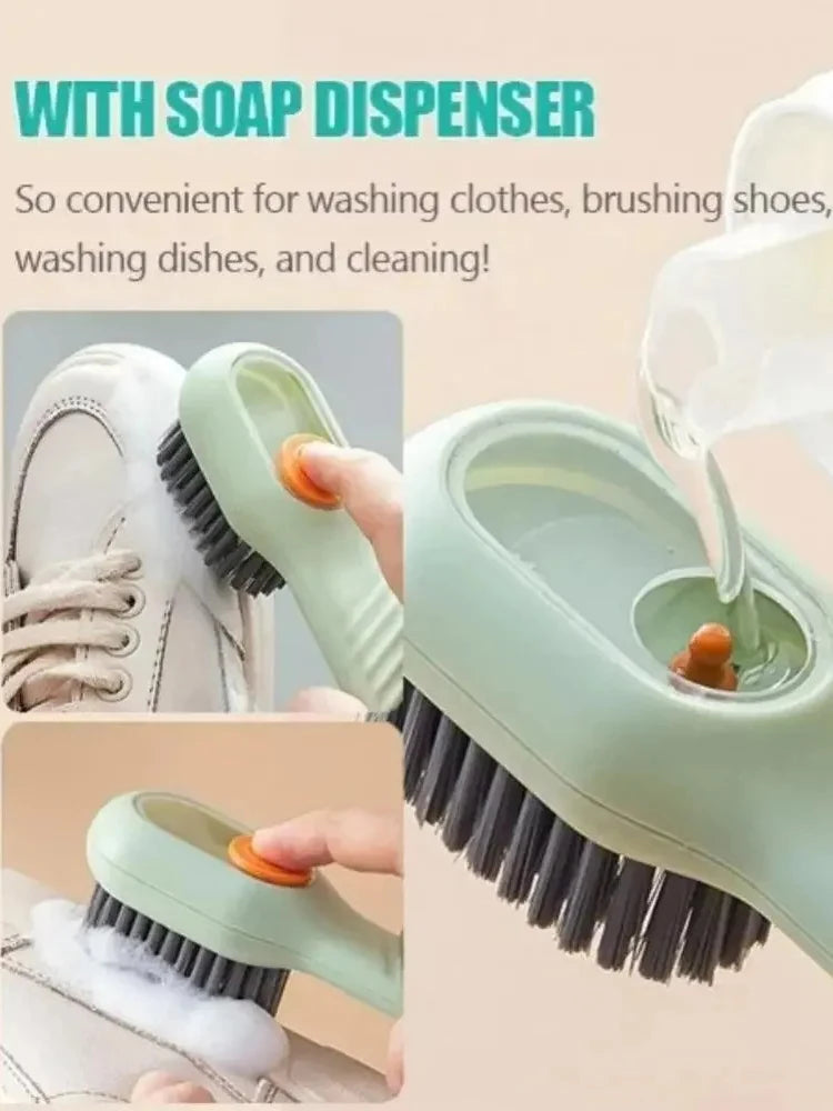 Multifunction Shoe Cleaning Brush with Soap Dispenser & Hook
