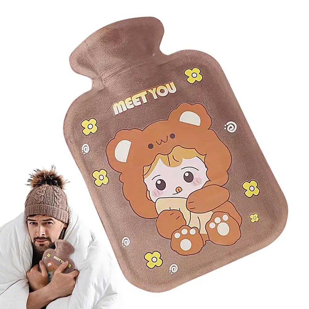 Plush Hot Water Bottle – Soft Portable Bed & Foot Warmer