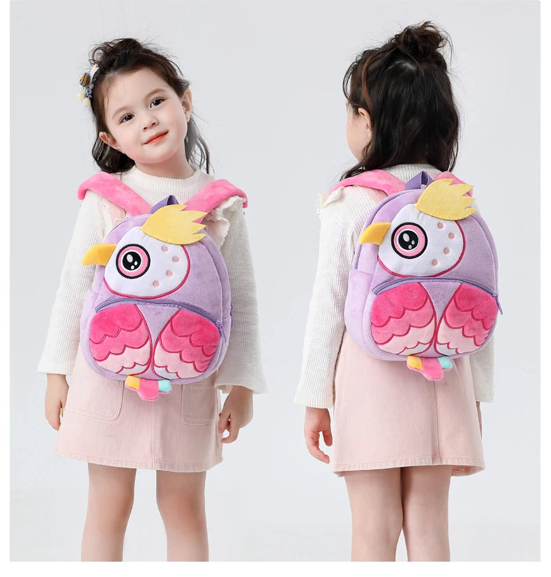 Cartmela Cute Animals Cartoon Plush Backpack - Kids Schoolbag