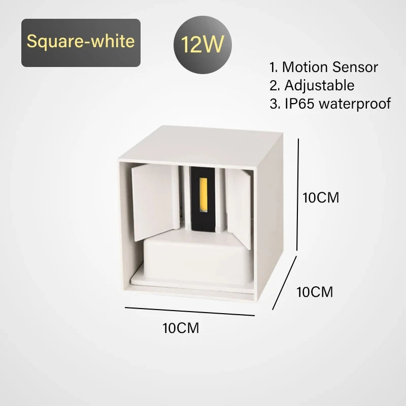 12W PIR Sensor LED Wall Light – Waterproof Outdoor/Indoor Lamp