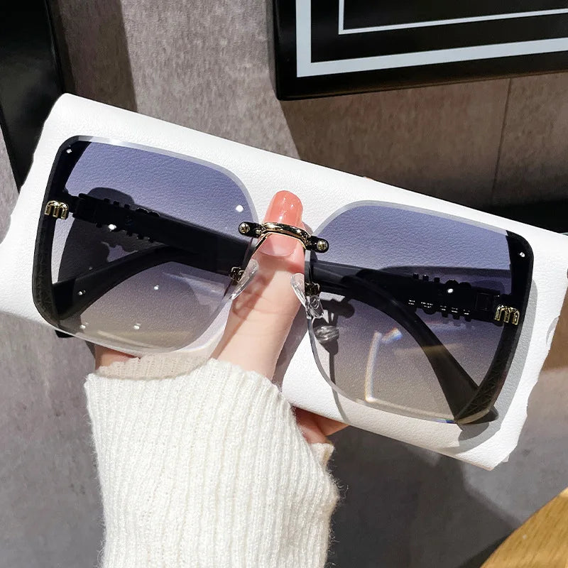 2025 Luxury Oversized Rimless Sunglasses for Women – Stylish Fashion Shades UK