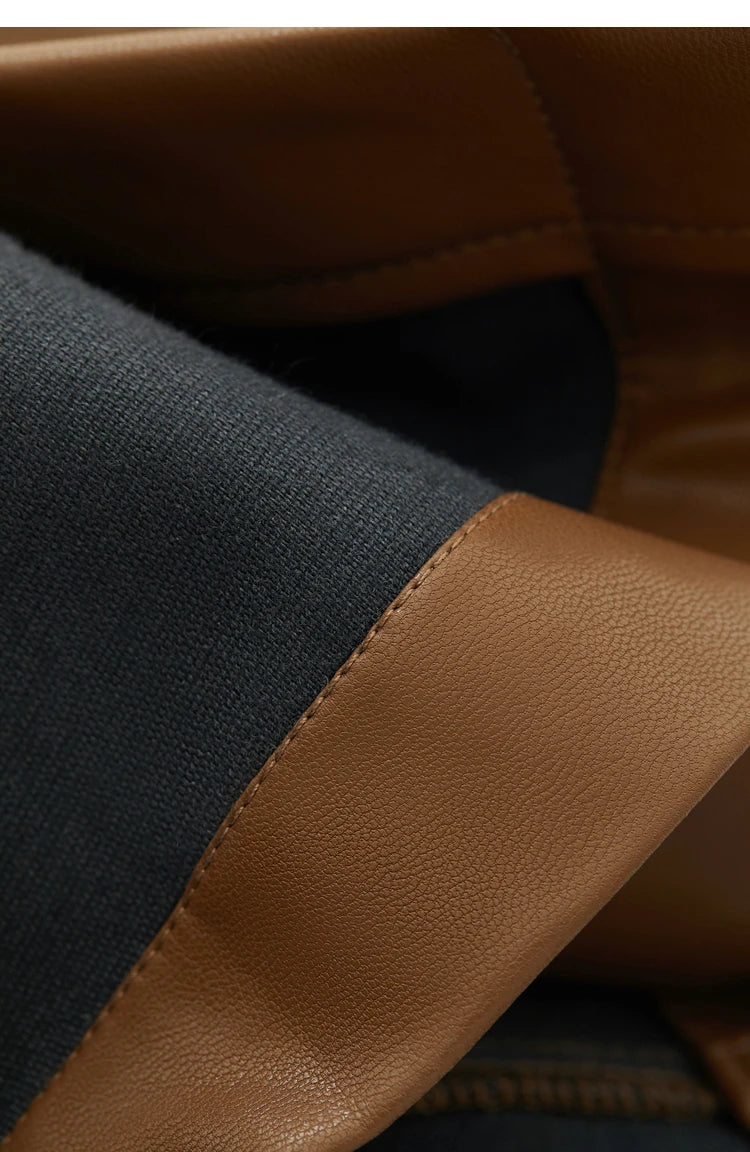 Women’s PU Leather Casual Pants – Loose Straight Floor-Length Trousers