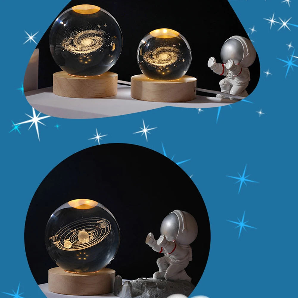 USB LED Galaxy Crystal Ball Lamp – 3D Moon Planet Night Light