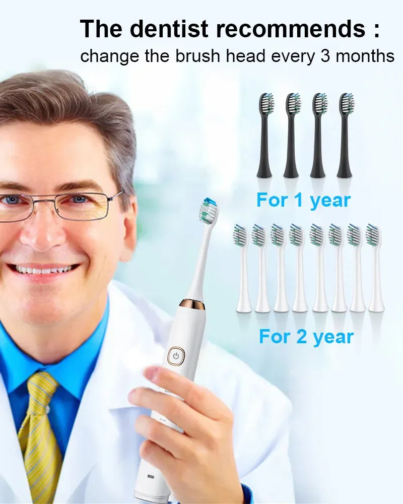 Electric Toothbrush – Rechargeable, 8 Heads, Whitening