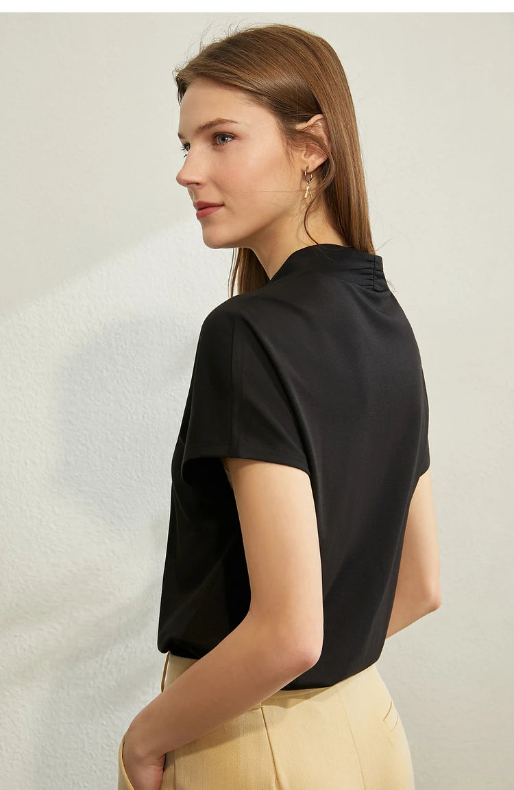 Women’s Classic V-Neck Short Sleeve T-Shirt – Casual Solid Stretch Top