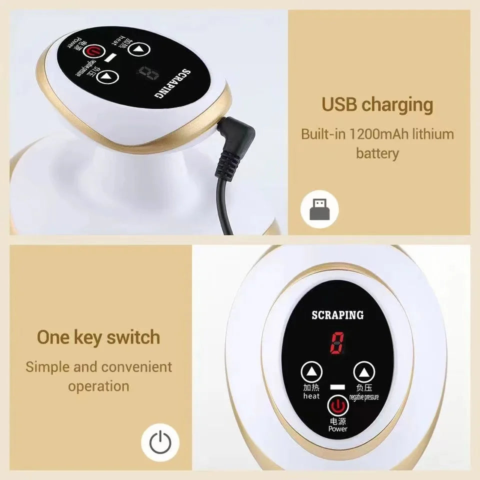 Electric Guasha Cupping Massager – Vacuum Heating Anti-Cellulite Tool