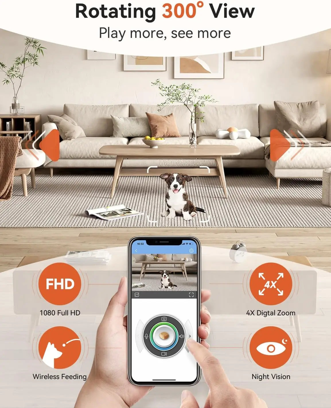Smart Pet Camera with Treat Dispenser for Dogs and Cats