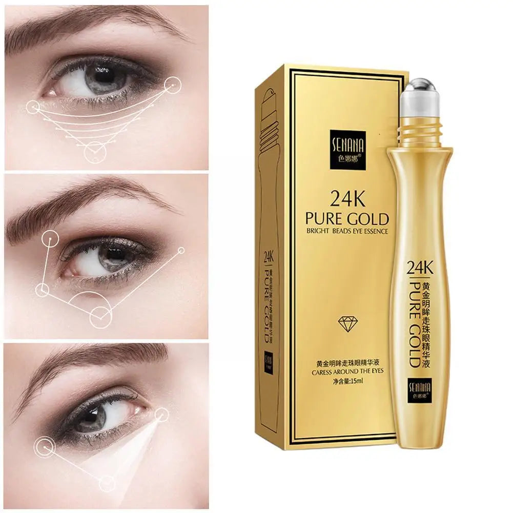 24K Gold Eye Roller Cream – Hydrating, Anti-Dark Circles, 15ml