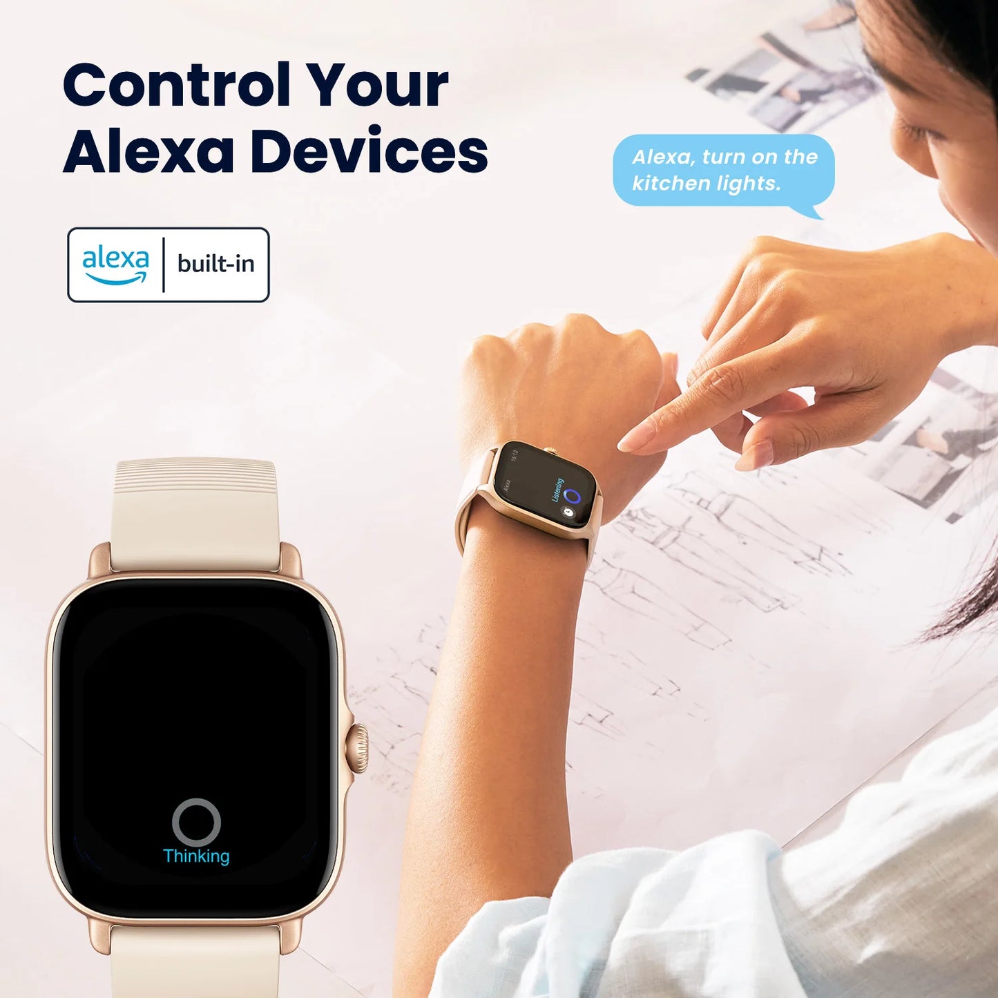 GTS 4 Mini Smartwatch – Alexa, Heart Rate, 150 Sport Modes