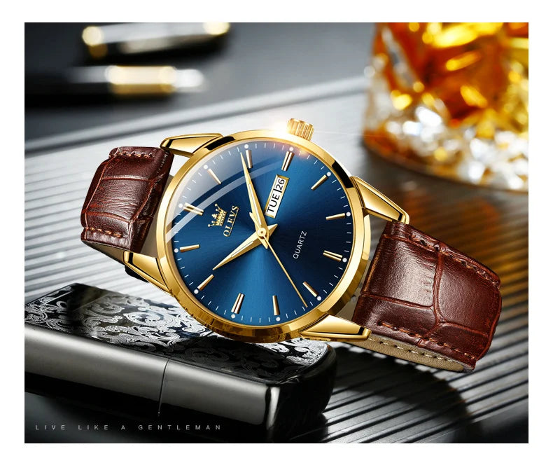 Classic Men's Quartz Watch – Waterproof Leather Strap Timepiece