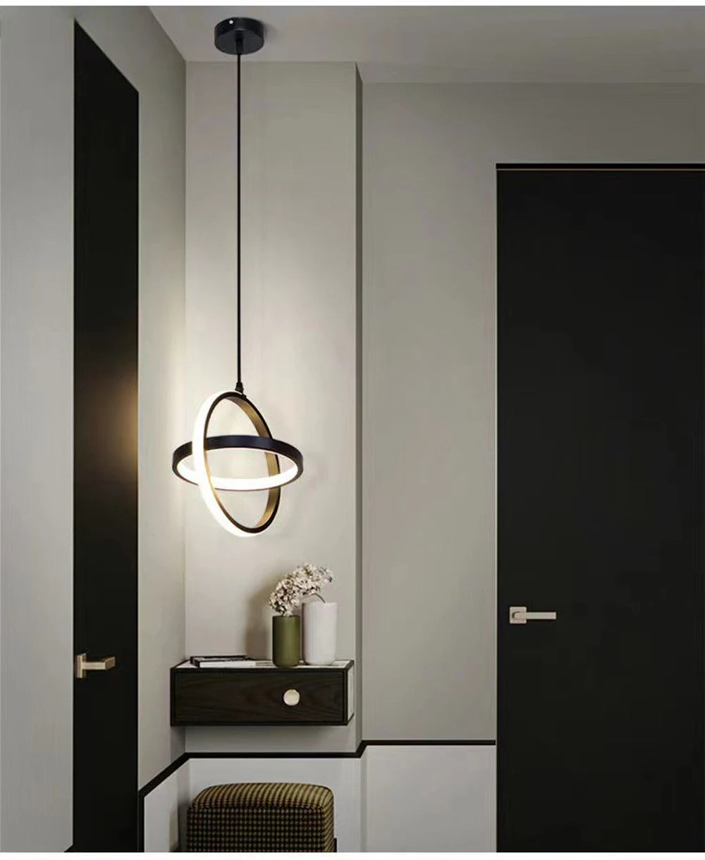 Modern Black LED Pendant Light – Dining & Bedroom Chandelier Lamp