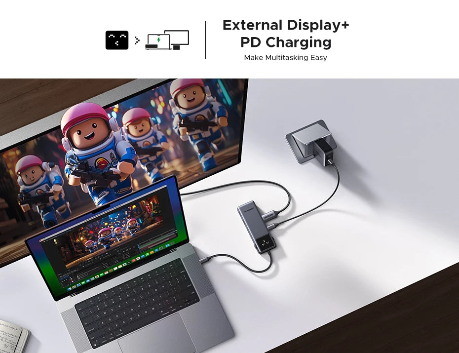 Uno 6-in-1 USB-C Hub – 4K 60Hz, 100W PD, 10Gbps Splitter