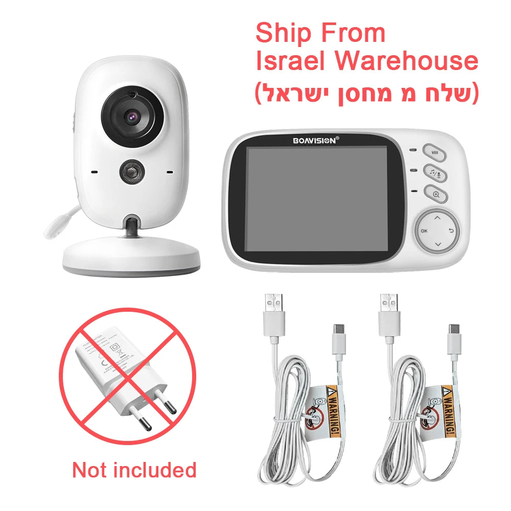Wireless Video Baby Monitor – 3.2" LCD, Night Vision, 2-Way Talk