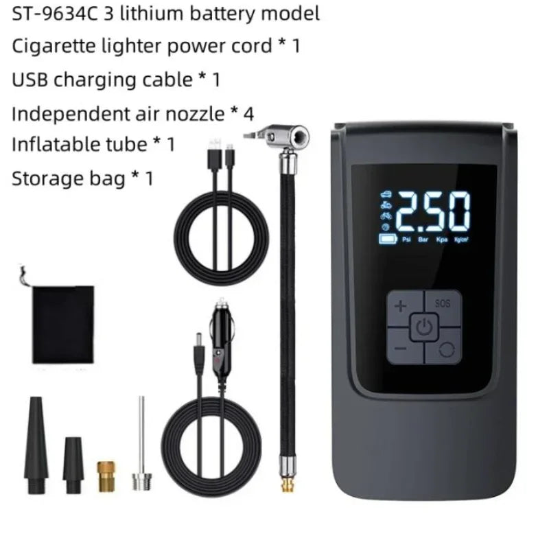 Portable Electric Air Compressor Pump – Car, Motorcycle & Bike Tire Inflator