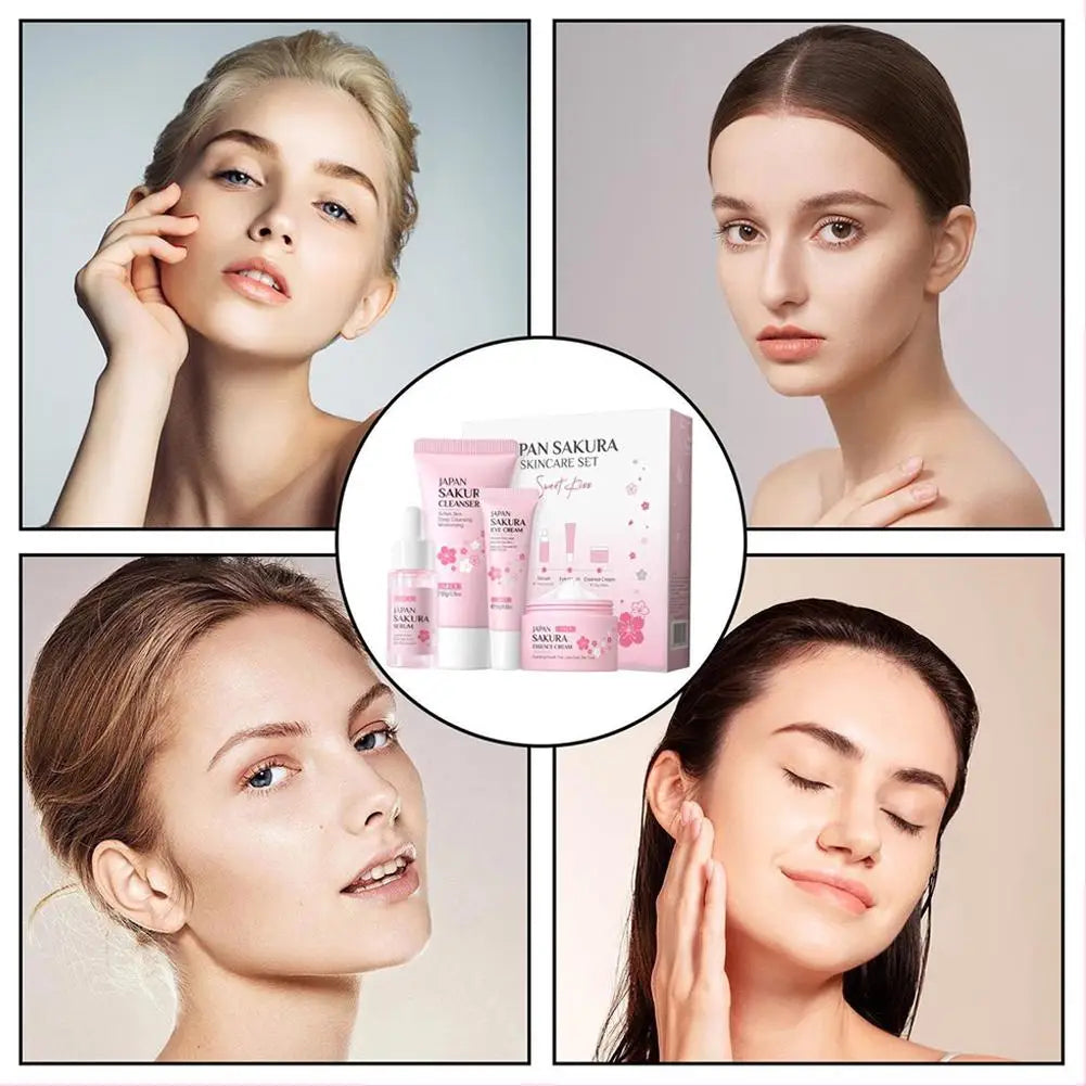 Skincare Set with Cleanser, Serum, Cream & Eye Care Kit
