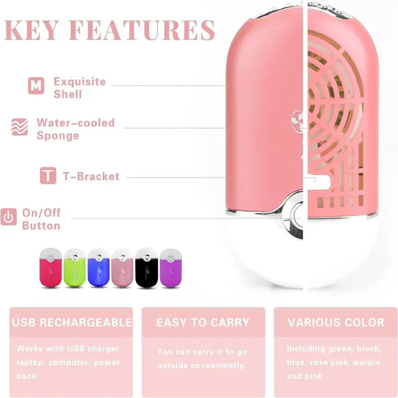 USB Rechargeable Mini Handheld Bladeless Cooling Fan