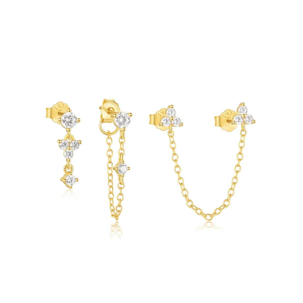 925 Sterling Silver Earring Set – Waterdrop, Flower & Pearl Trio