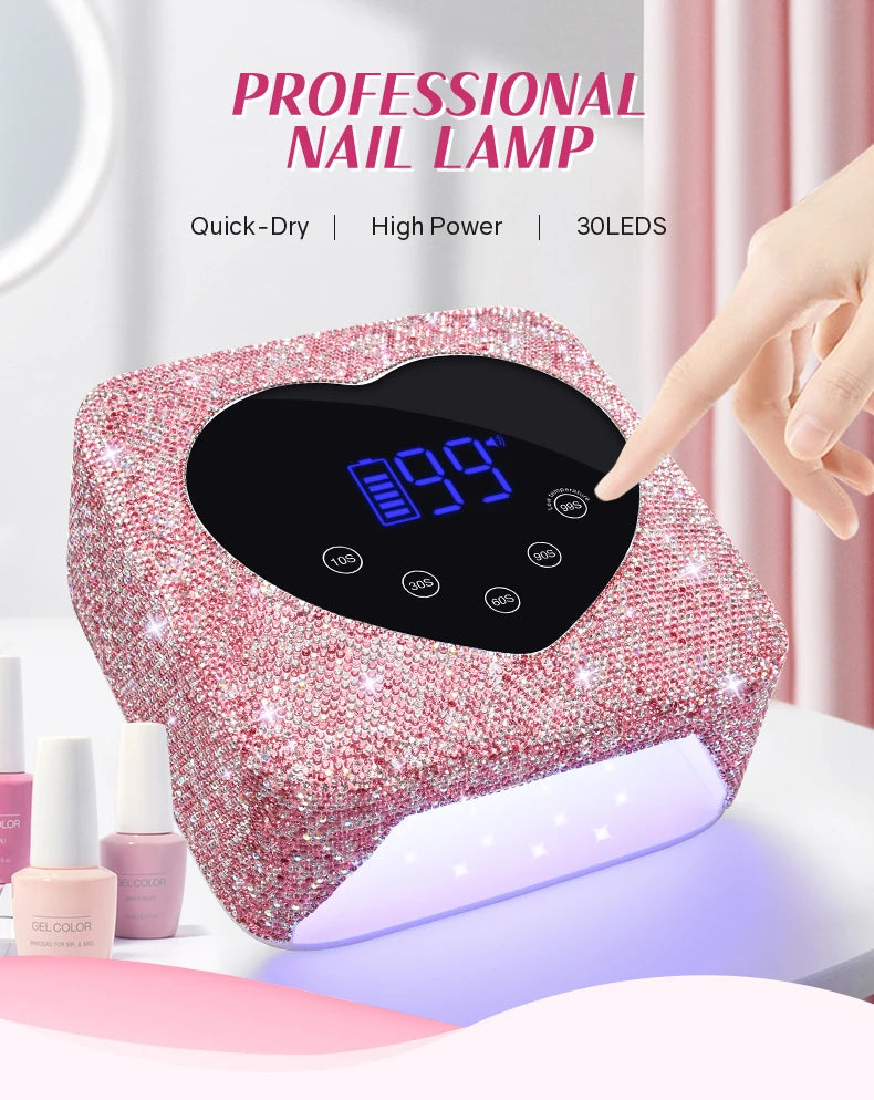 72W Cordless UV Nail Lamp – Rechargeable Dryer with 5 Timers