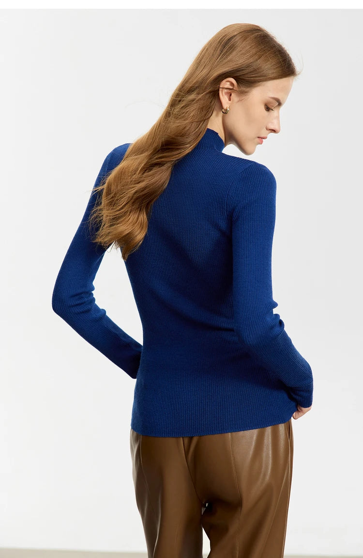 Women’s Slim Fit Turtleneck Sweater – Warm High Elastic Pullover