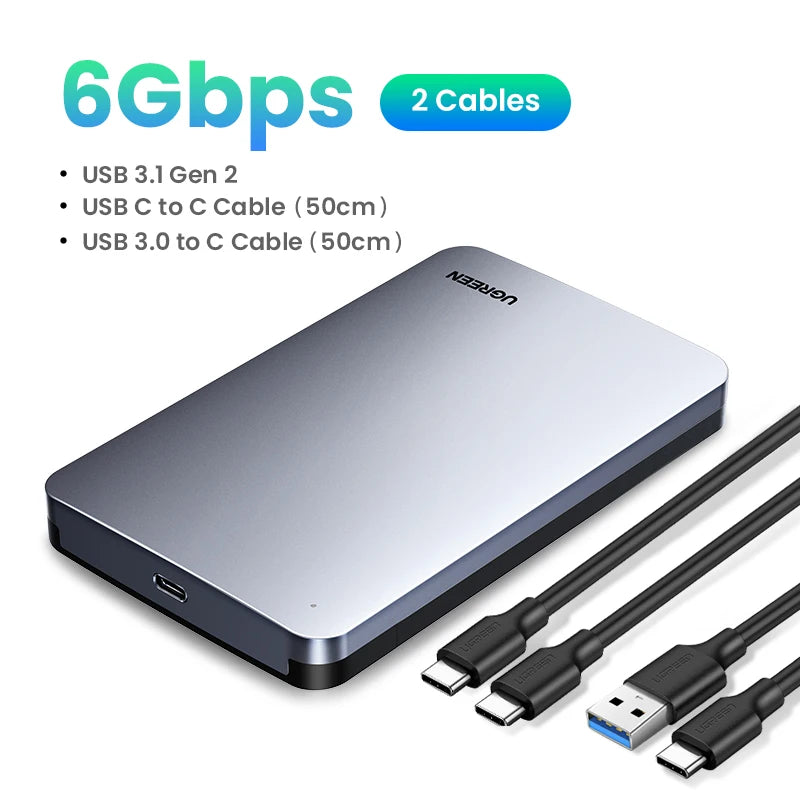 2.5" SATA to USB-C 3.1 Gen 2 HDD SSD Enclosure Aluminum Case