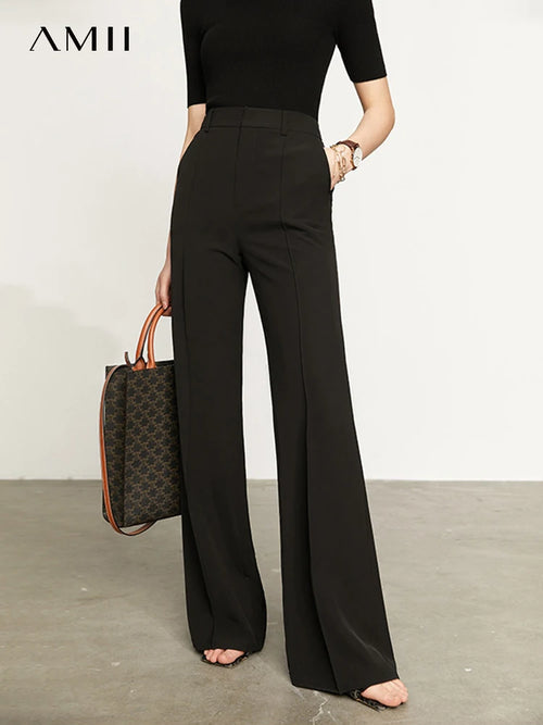 Women’s Wide Leg Chiffon Pants – High Waist Loose Office Trousers