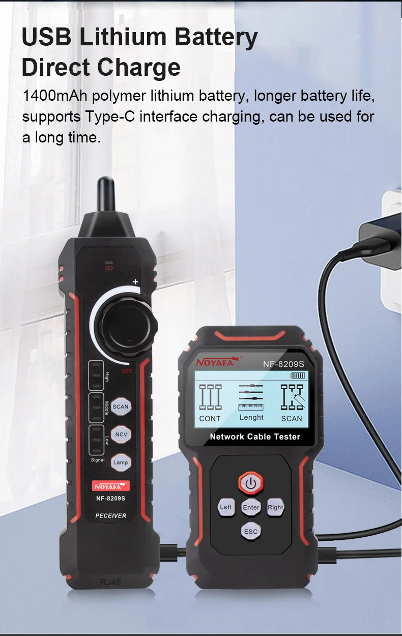 Network Cable Tracker & Tester – LCD Display, Wiremap, Length Tool