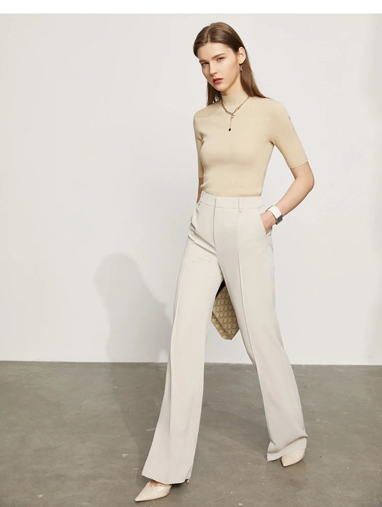 Women’s Wide Leg Chiffon Pants – High Waist Loose Office Trousers