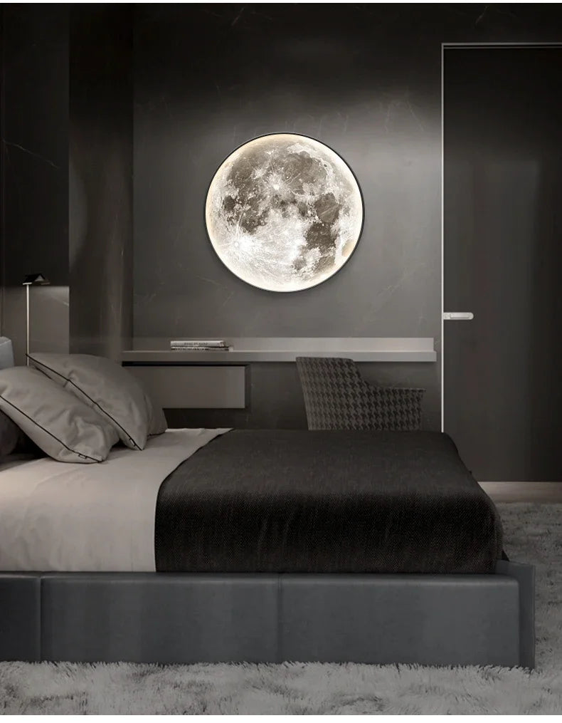 Modern 3D Moon LED Wall Lamp – Bedroom & Living Room Light