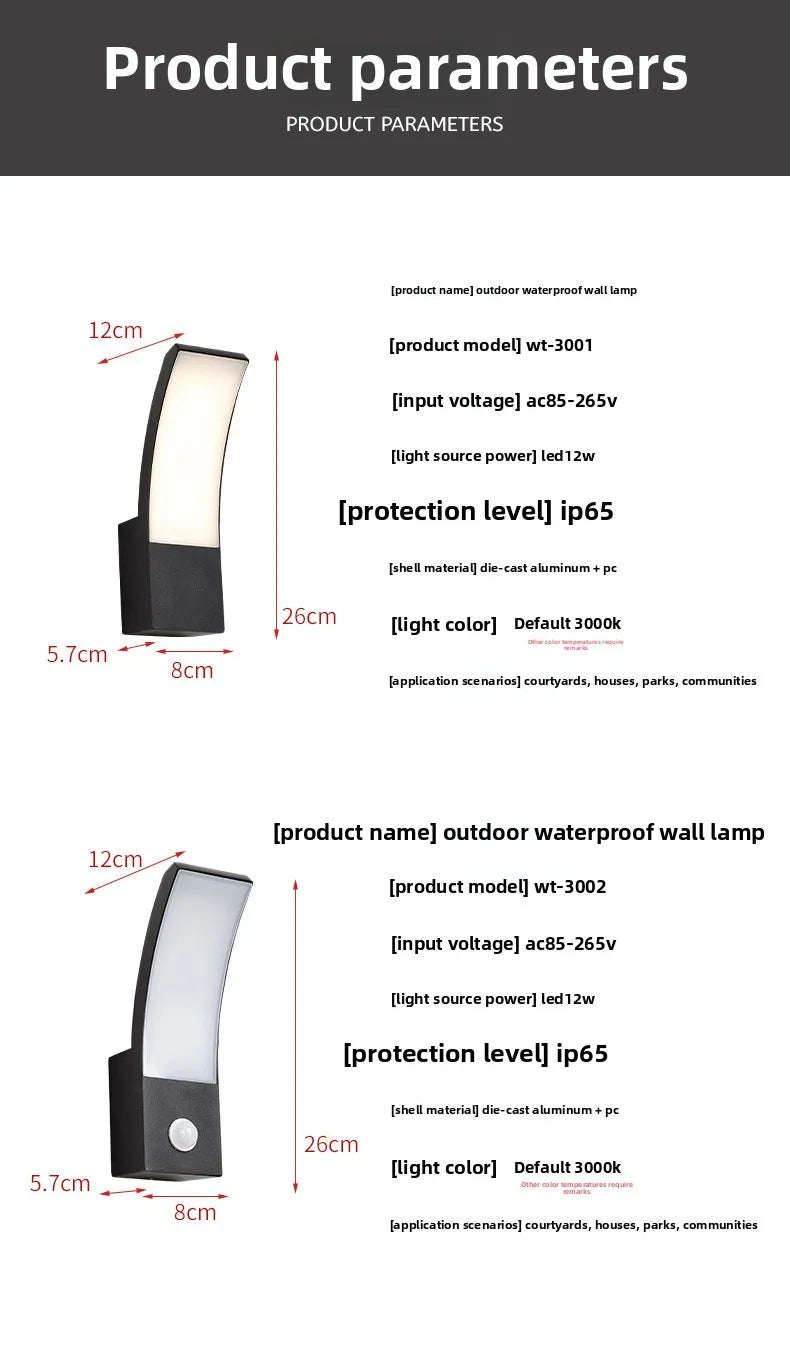 Waterproof Outdoor Wall Lamp – Modern IP65 LED