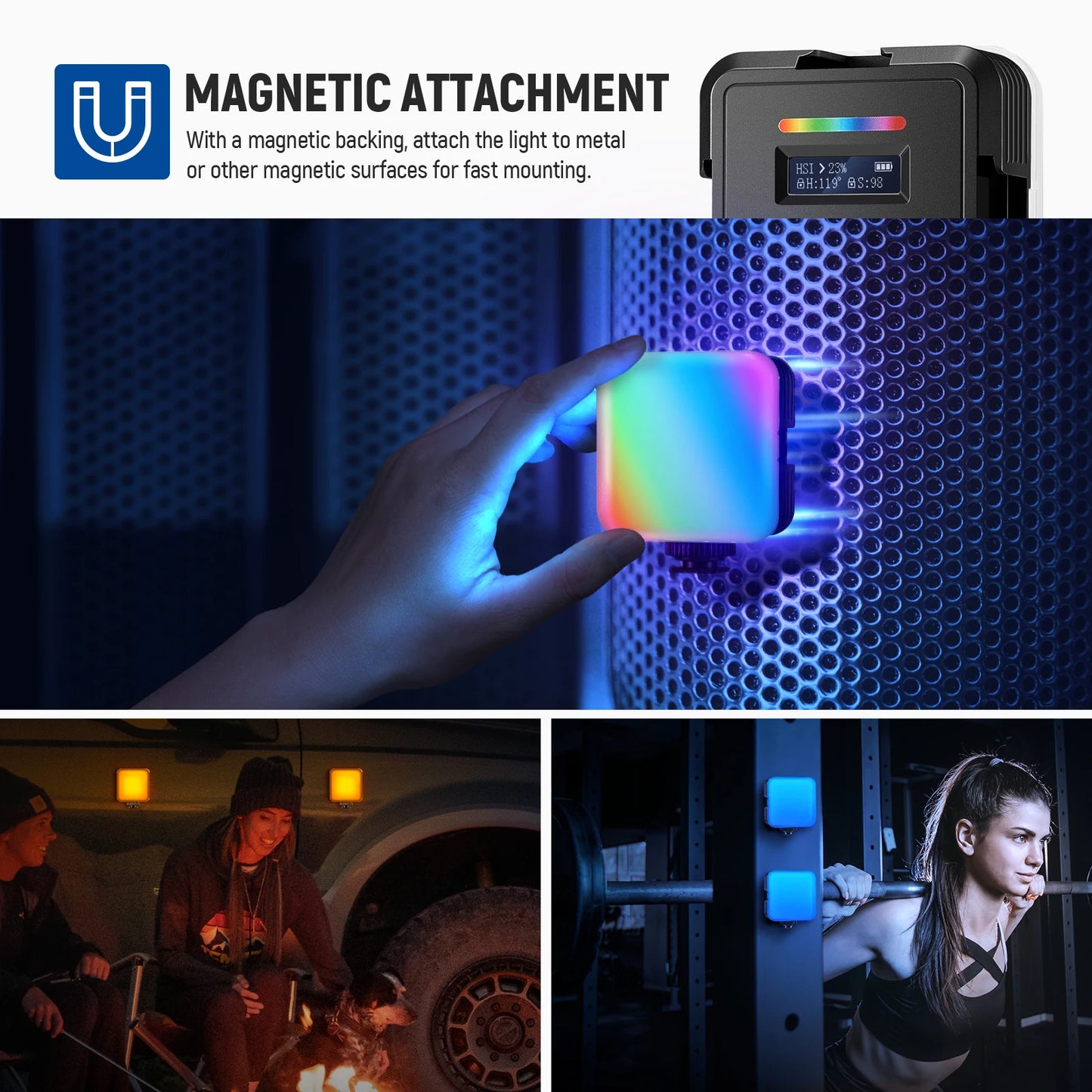NEEWER RGB Magnetic RGB Video Light with APP Control – 360° LED Fill Light for Photography & Vlogging