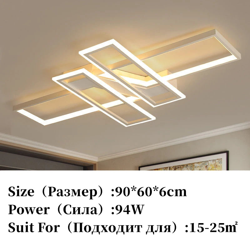 Modern Rectangle LED Ceiling Light – Creative Living Room Fixture
