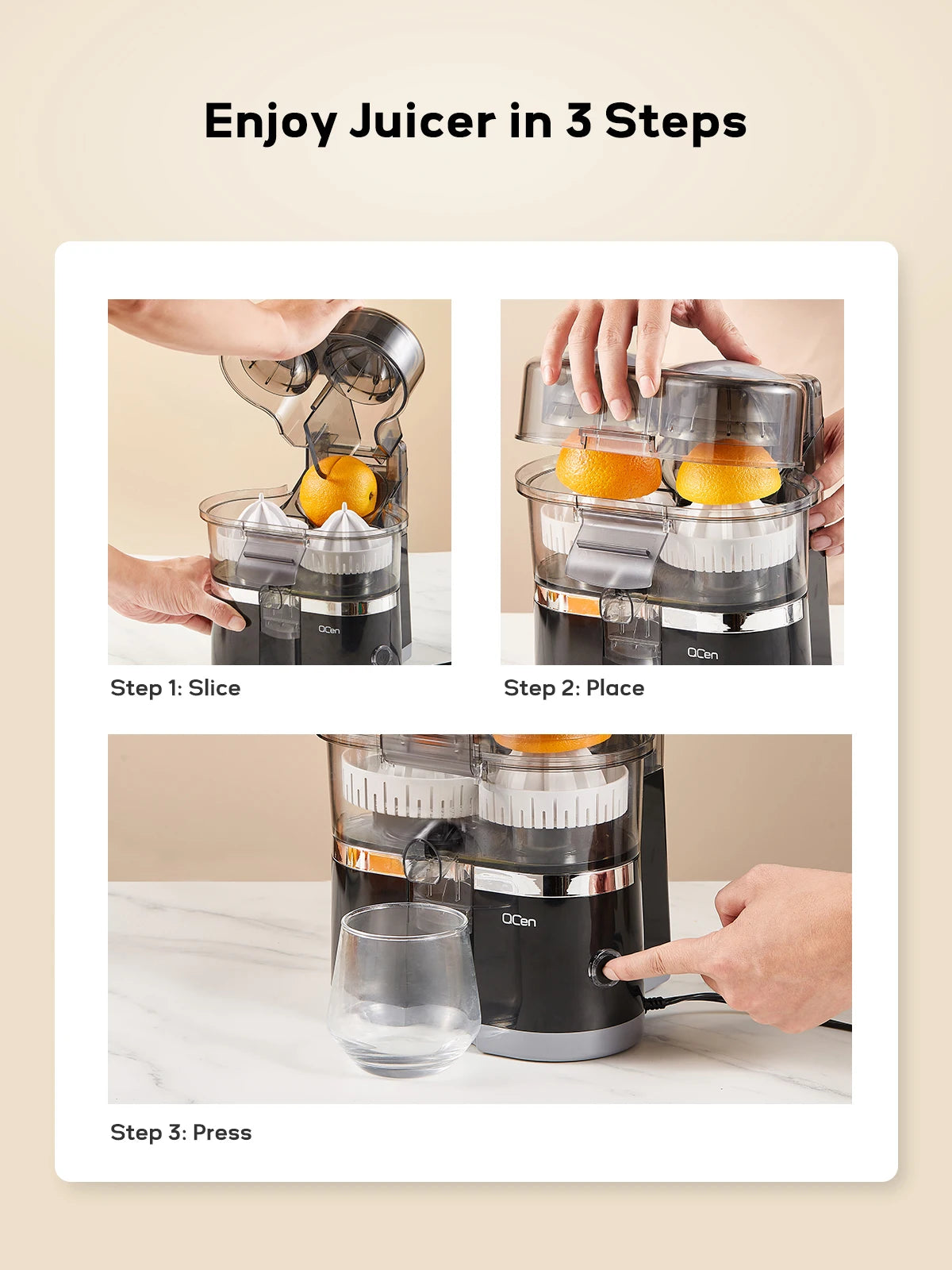 Electric Citrus Juicer – 2-in-1 Orange & Lemon Squeezer with Slicer