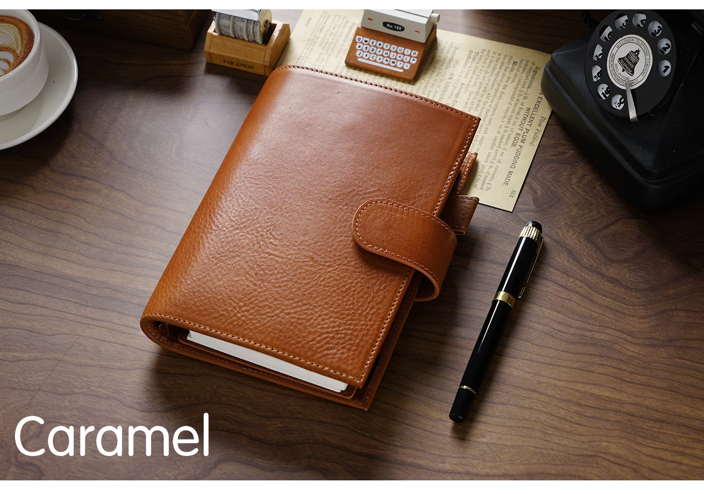 Full Grain Leather Planner with Rings – Personal Size Organizer